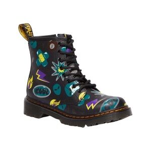 Dr. Martens 1460 Junior Sticker Print Hydro Leather Zip Boots US 5 NWT‎